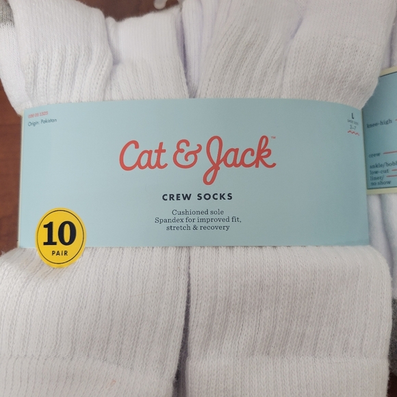 Cat & Jack Boys White and Gray Crew and Low-Cut Socks 2 Pack Of 10 - Picture 6 of 7